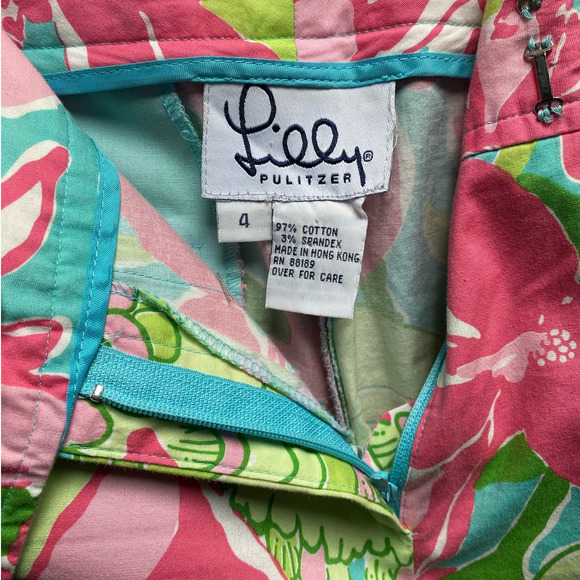 Lilly Pulitzer Parrots in Paradise Pink & Green Wide Leg Pants Women's 4 - Picture 9 of 9
